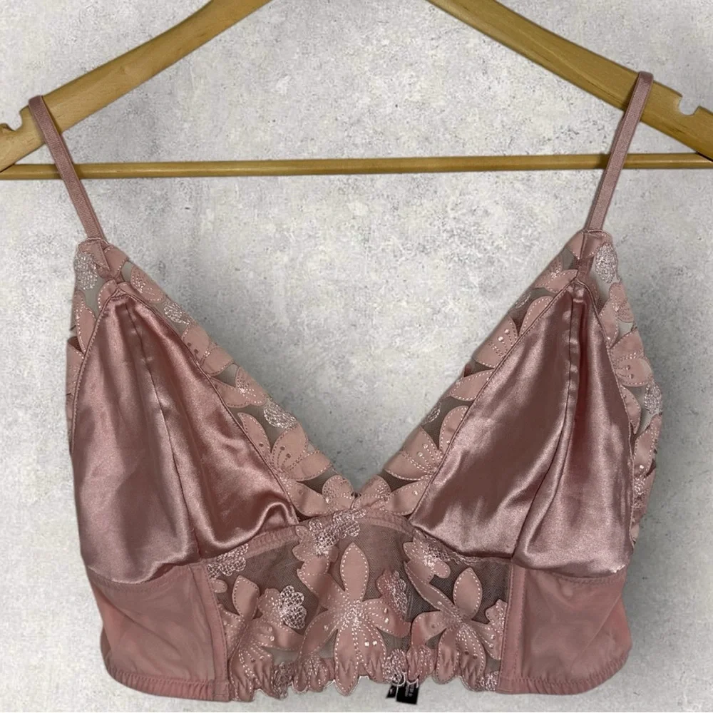 Victorias secret Pink Lace Floral Bralette Bra Womens Size Medium DD Sexy Adjust - Picture 4 of 15